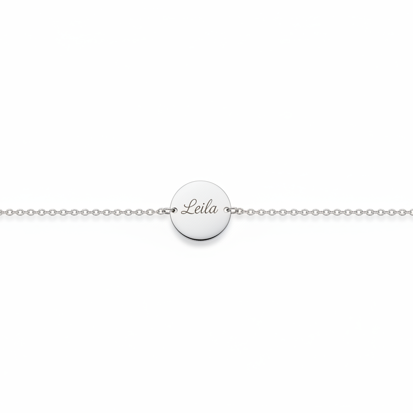 Bracelet médaillon Leila argenté fond blanc