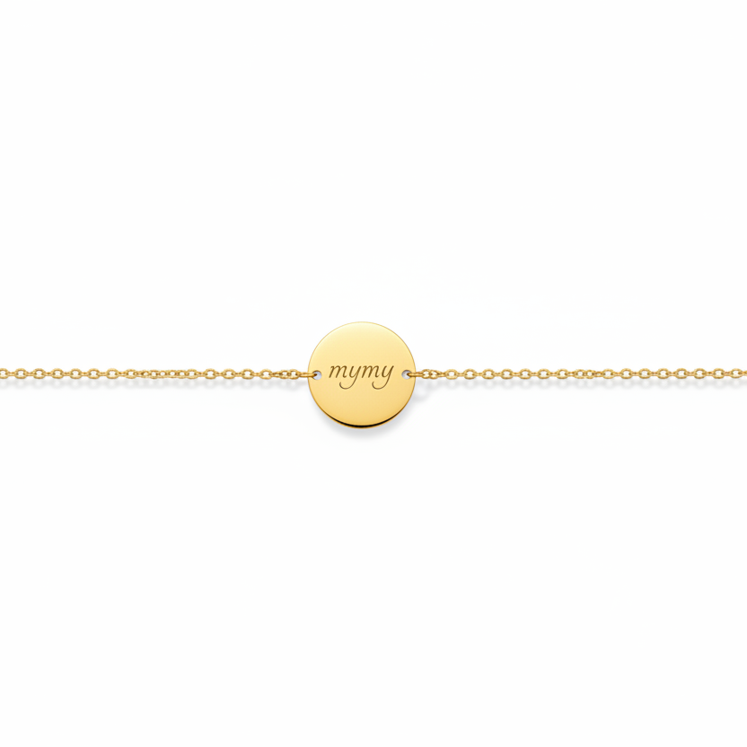 Bracelet médaillon mymy doré fond blanc